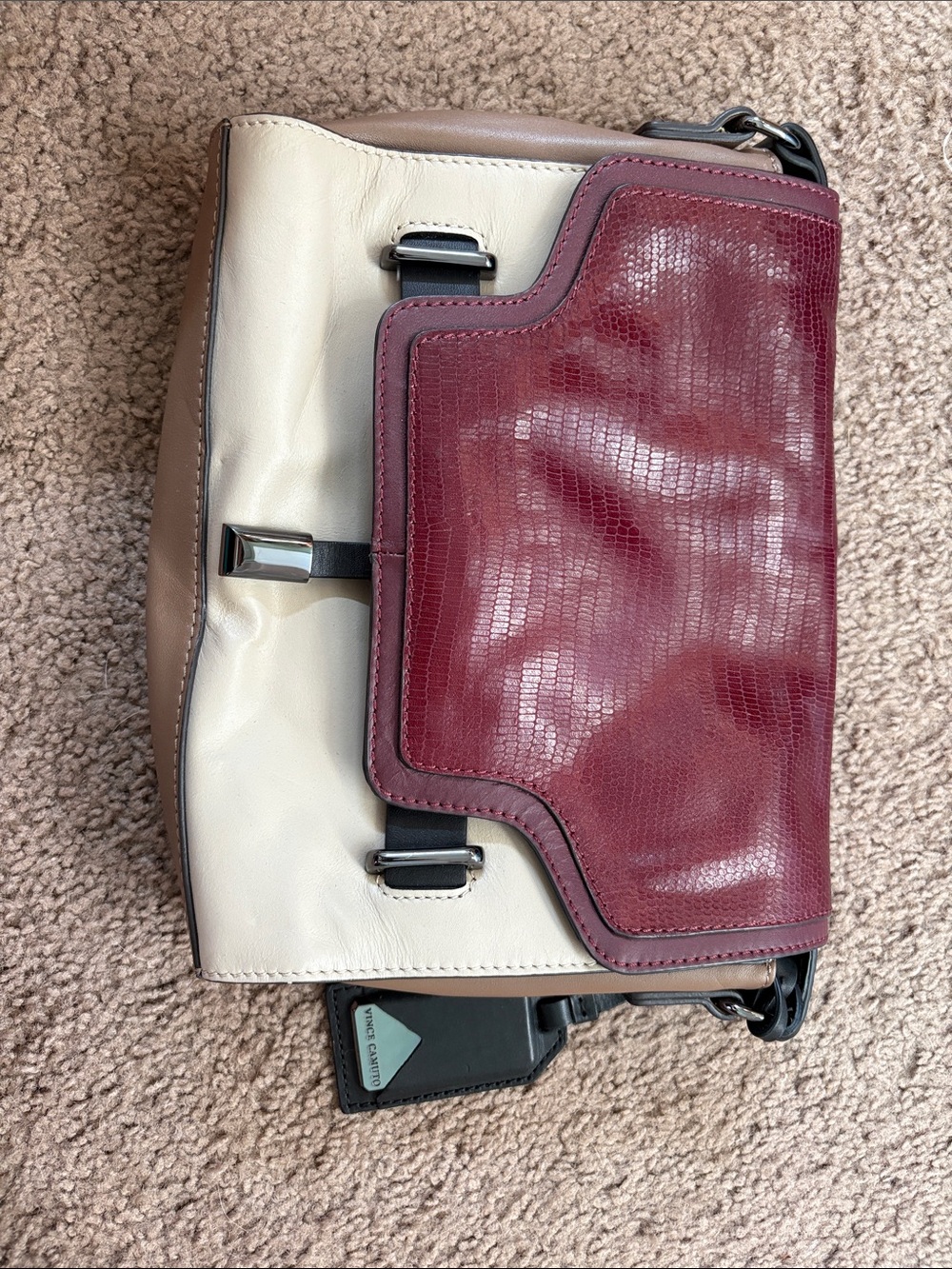 Vince Camuto Colorblock Crossbody - Burgundy, Cream, Taupe